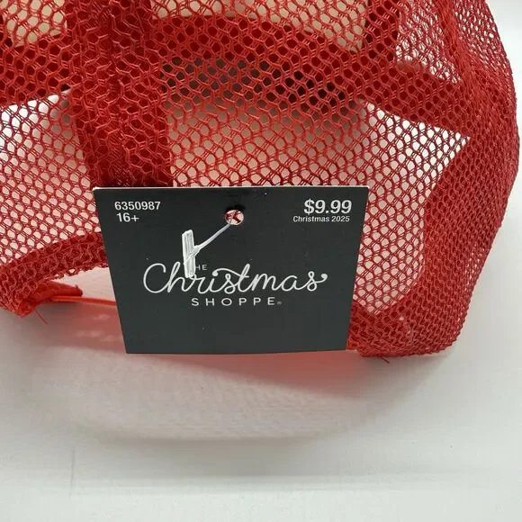 The Christmas Shoppe Hat Cap Trucker Snap Back One Size Red Bow Christmas - Picture 4 of 7